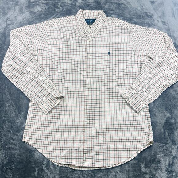 Polo Ralph Lauren Other - Polo Ralph Lauren Shirt Mens XL White Red Blue Check Casual Button Up Preppy VTG